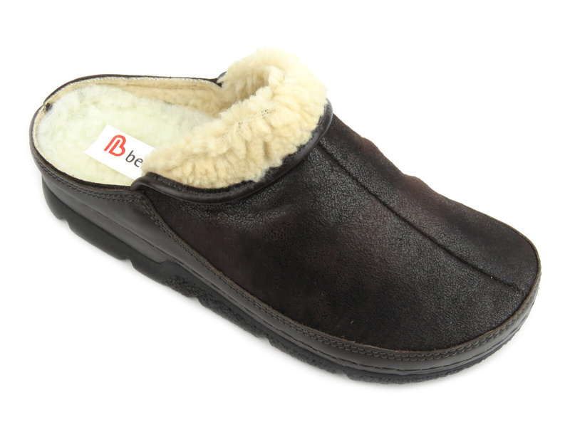 Ciepłe kapcie damskie skórzane- BERKEMANN 01152-491 Remonda, ciemny brąz