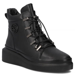 Skórzane botki damskie - Filippo DBT7416/25, czarne