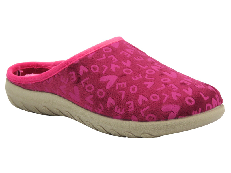 Miękkie kapcie damskie domowe Inblu ET-32, bordowy