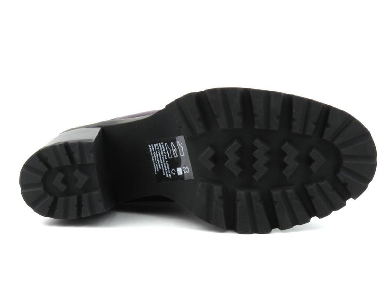 Wysokie, skórzane botki damskie na słupku - MARCO TOZZI 504 -M2582841, fioletowe