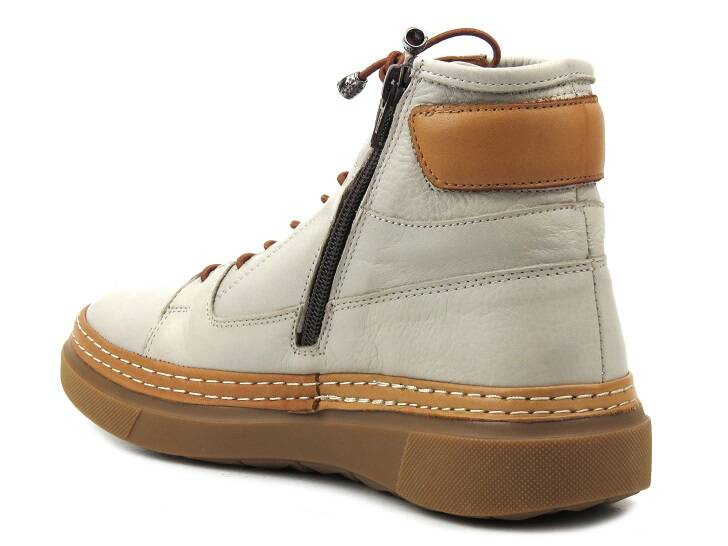 Botki, trzewiki damskie z miękkiej skóry - MANITU 990354-09, beżowe