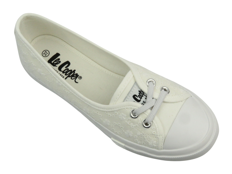 Trampki damskie a la balerinki - Lee Cooper 25-31-3447L, białe