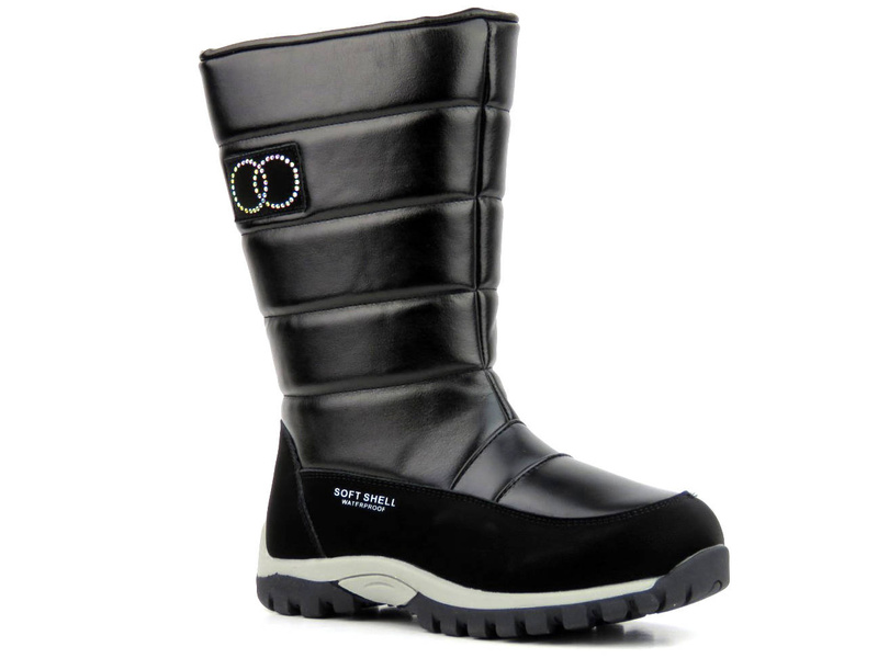Śniegowce dziecięce z softshell i membraną - WOJTYŁKO 23038, czarne