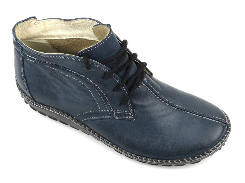 Lekkie botki damskie z polarem - HELIOS Komfort 612, granatowe