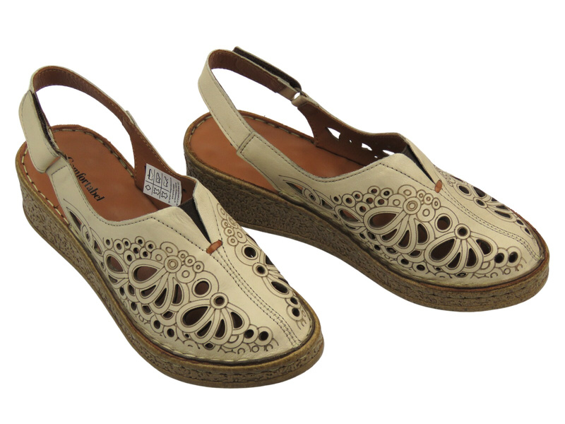 Wygodne sandały damskie z zakrytymi palcami - COMFORTABEL 720040-08, beżowe