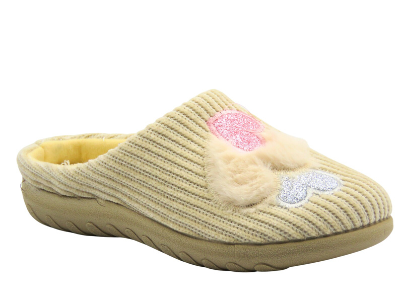 Miękkie kapcie damskie - INBLU 155D175, piaskowe
