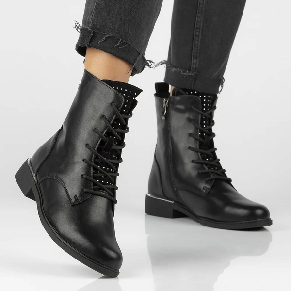 Czarne trapery damskie - Filippo DBT4747/24, czarne