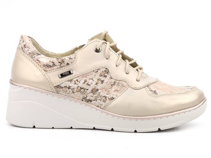 Sneakersy damskie skórzane, wygodne - Helios Komfort 347, złote