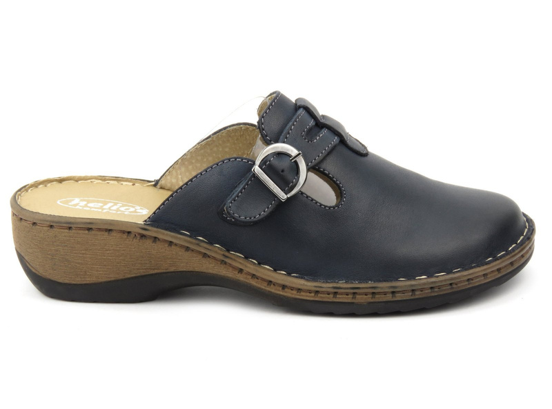 Klapki damskie a la chodaki - HELIOS KOMFORT 242, granatowe
