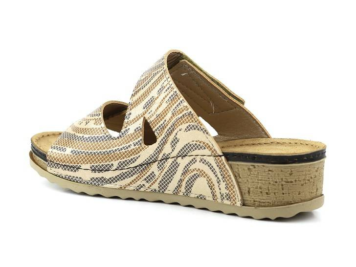 Klapki damskie z paskami na rzep - INBLU NV-02, beżowe