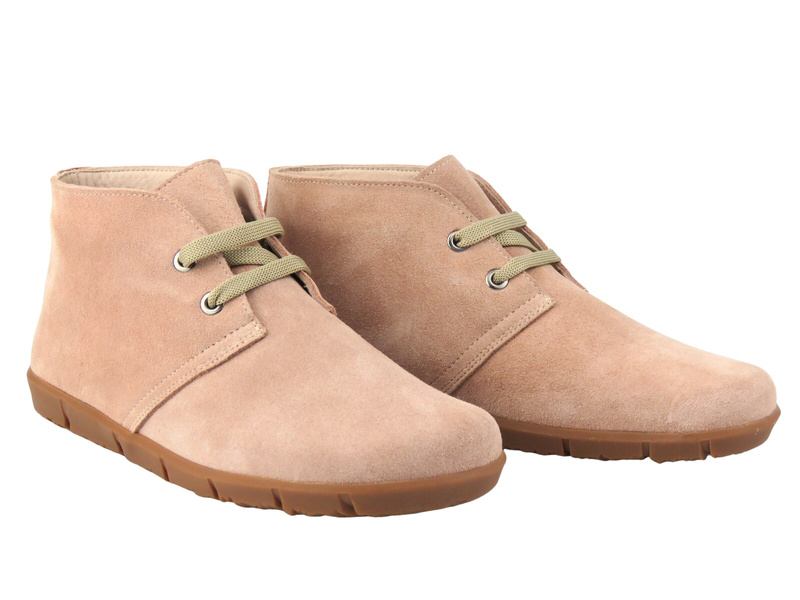 Barefoot skórzane minimalistyczne botki damskie - Nika Komfort 28011 beżowe