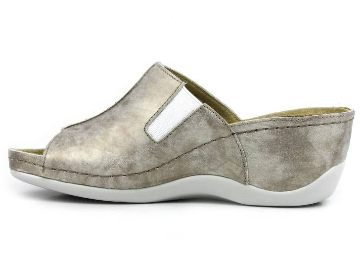 Wygodne klapki damskie bez noska - Berkemann Candela 01750, srebrne