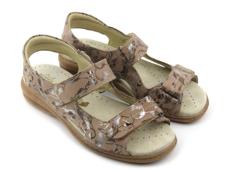 Wygodne, skórzane sandały damskie profilaktyczne - KOSELA MEDIC 9154, beżowe w liście