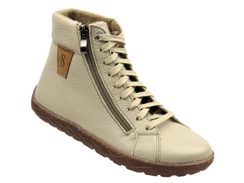 Barefoot skórzane minimalistyczne botki damskie beżowe Nika Komfort 1443