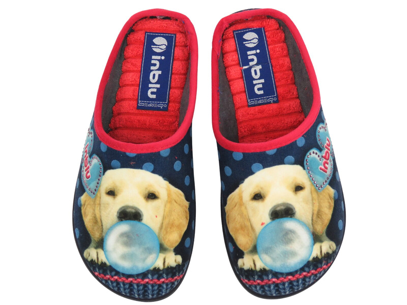 Kapcie damskie z pieskiem granatowe Inblu EC-93