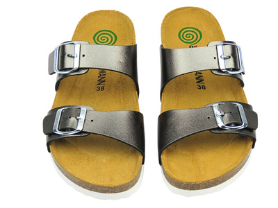 Skórzana wkładka, wygodne klapki damskie, szare Brinkmann 700993-9