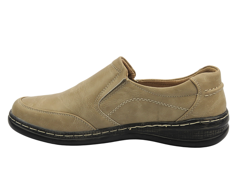 Wygodne półbuty damskie wsuwane beżowe UNISOFT 24PB02-7021