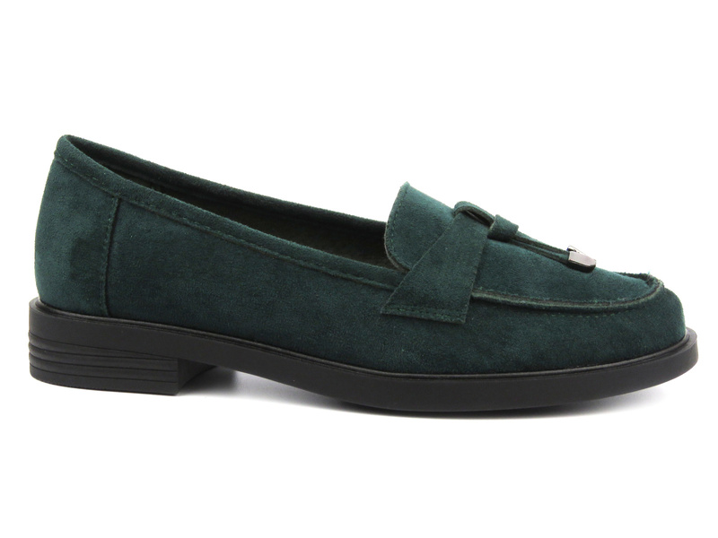 Półbuty, loafersy damskie Potocki 24-12369, zielone