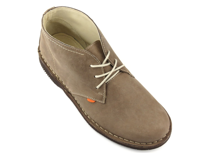 Skórzane, nieocieplane trzewiki męskie na cały rok - Helios Komfort 885, beżowe