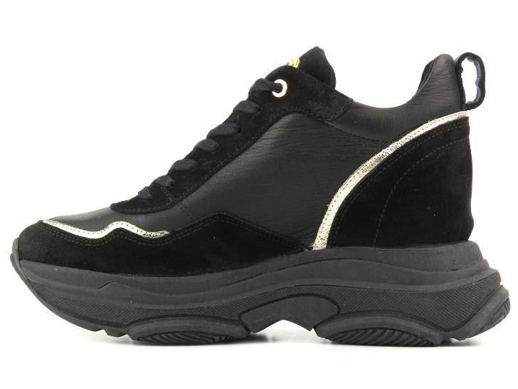 Sneakersy, buty sportowe damskie na ukrytym koturnie - CARINII B9061, czarne