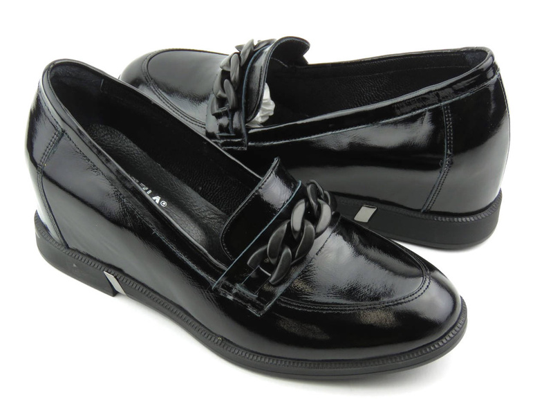 Lakierowane półbuty damskie na ukrytym koturnie - VENEZIA 1426 R010, czarne