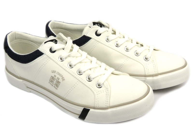 Trampki męskie przed kostkę - Lee Cooper LCW-24-02-2145, białe
