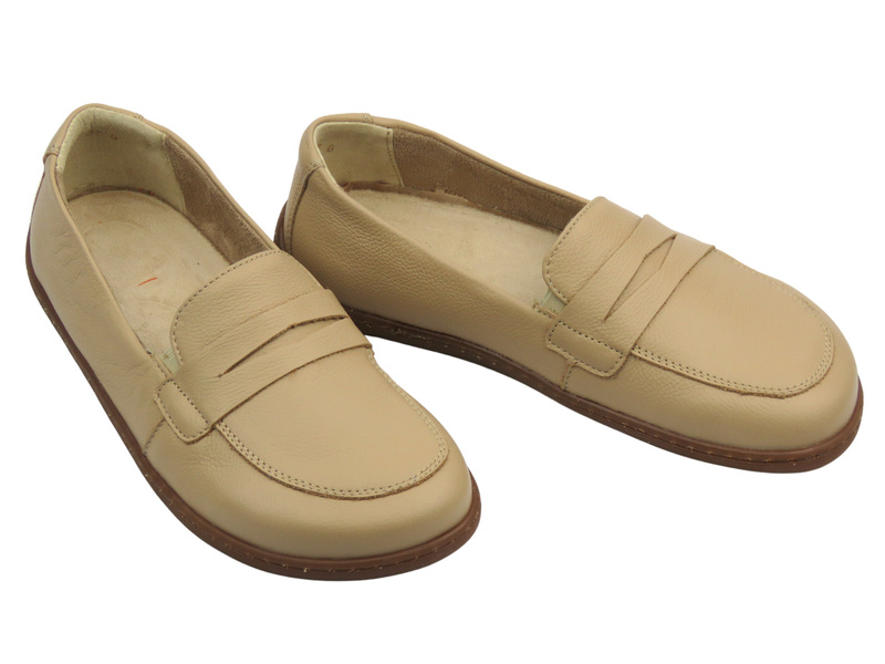 Barefooty, półbuty damskie Helios 433 ecru wsuwane