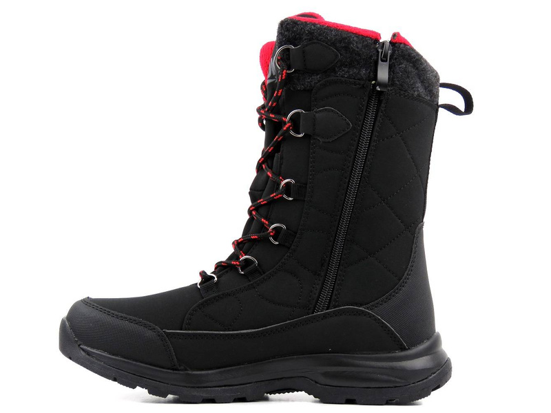 Wysokie buty zimowe, śniegowce damskie DK TECH SoftShell 2105, czarno-czerwone