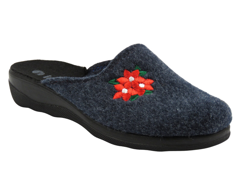 Kapcie, pantofle damskie filcowe - INBLU CA-6H, szaro-niebieskie
