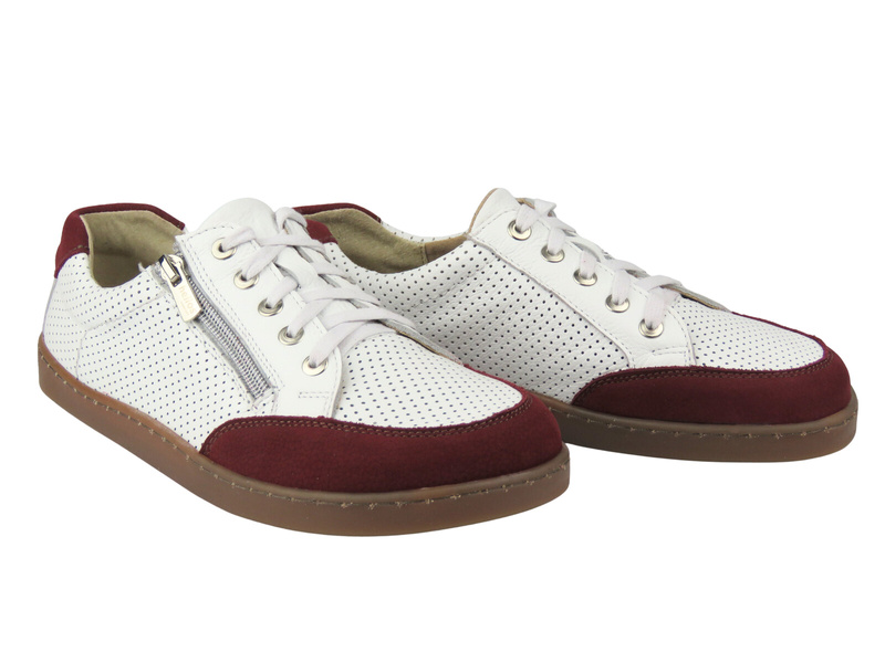 Barefoot skórzane minimalistyczne półbuty damskie Helios Komfort 470, białe 3