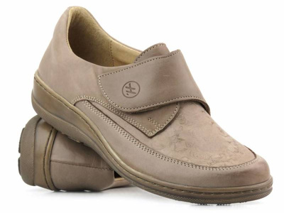Wygodne półbuty damskie na rzep - Helios Komfort 395, beżowe