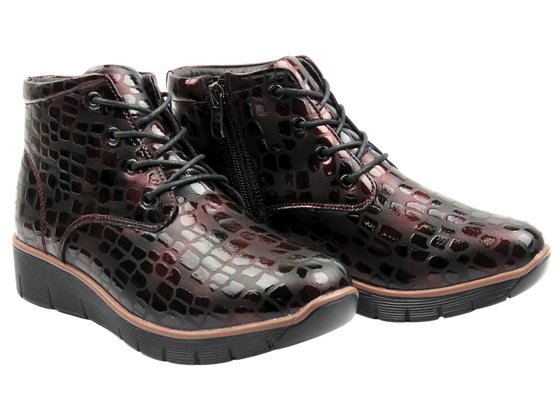 Ocieplane botki damskie - Cambell 25-40317, bordowe