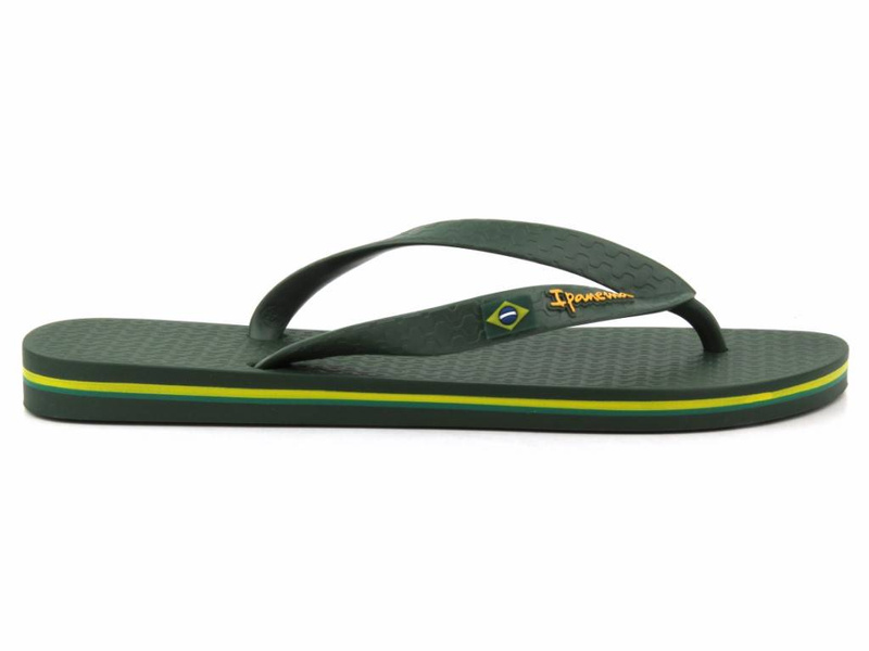 Basenowe japonki męskie IPANEMA 80415, zielone z flagą Brazylii