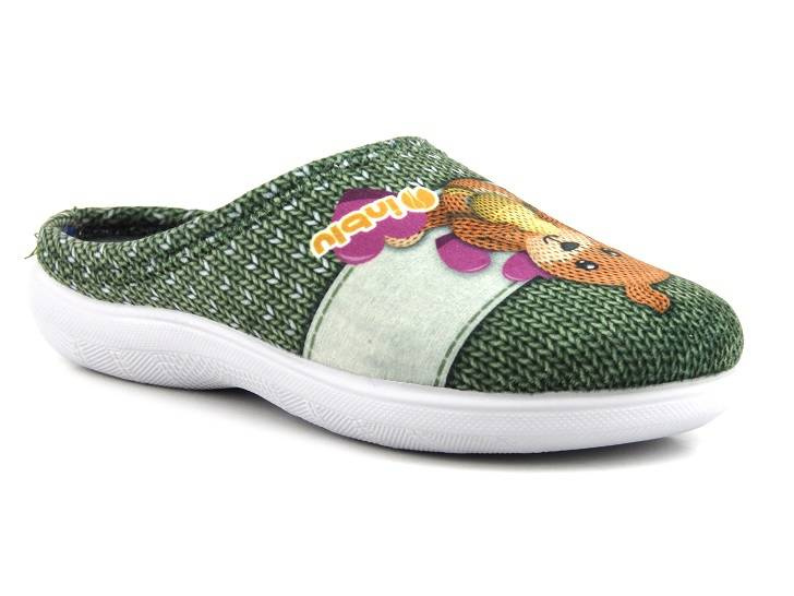 Kapcie damskie na prezent - INBLU CAMILLE, zielone z wiewiórką