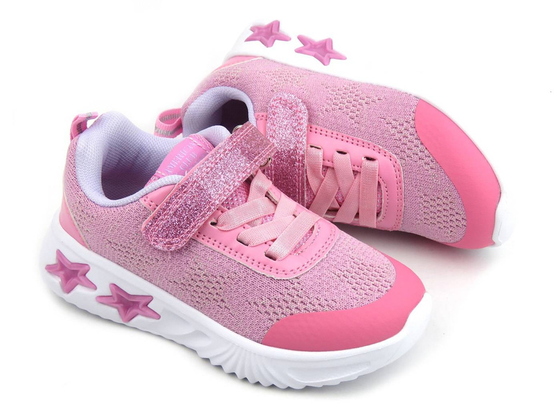 Sportowe buty dziecięce z gwiazdkami - AMERICAN CLUB ES69/22, różowe
