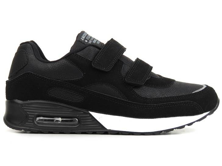 Buty sportowe młodzieżowe na rzepy - AMERICAN CLUB ES93/22, czarne