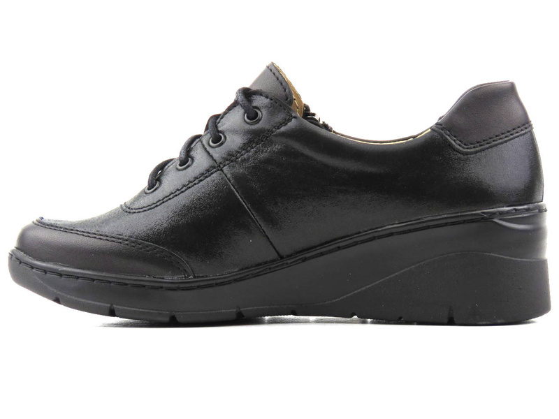 Wygodne półbuty damskie ze skóry - Helios Komfort 334S, czarne