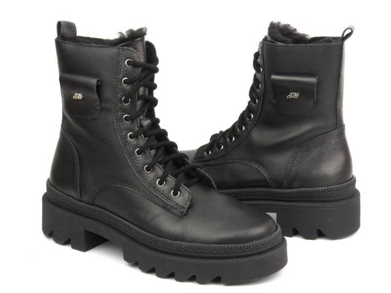 Skórzane botki damskie polskiej marki - Waldi 1186, czarny