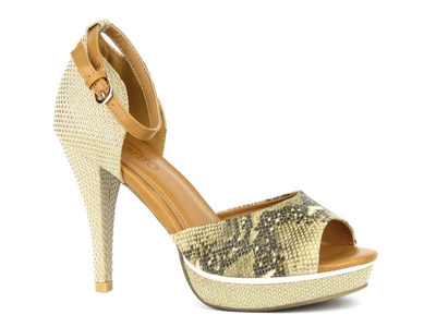 Sandały damskie na szpilce - EVENTO 412, beżowe