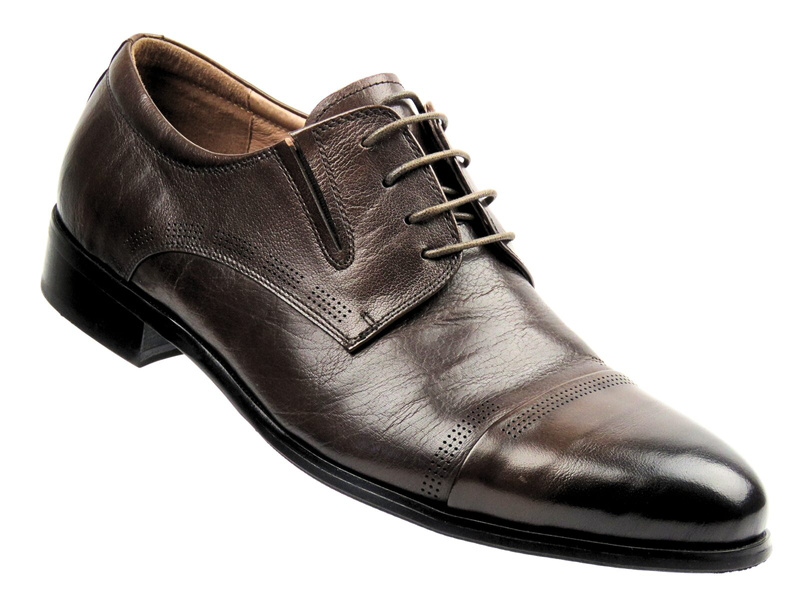 Eleganckie półbuty męskie skórzane - JOHN DOUBARE Y66701-433, brązowe 