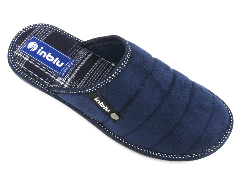 Kapcie męskie z miękkiego materiału - Inblu 91-27, granatowe