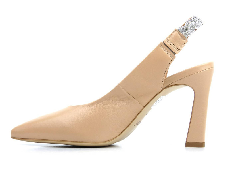 Skórzane czółenka na poszerzonej szpilce - VENEZIA 2660 800, beżowe