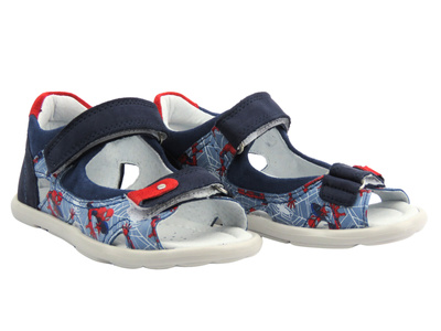 Skórzane sandały dziecięce na rzepy niebieskie Jamet 262