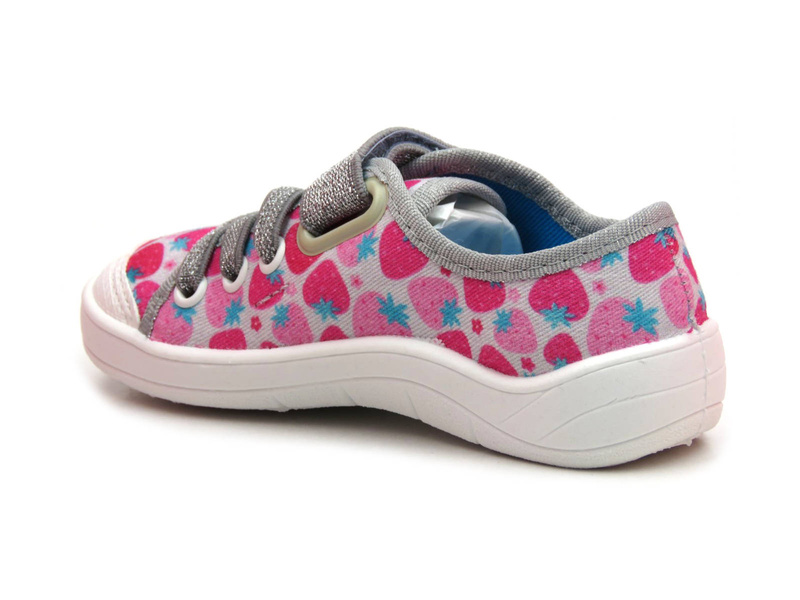 Buty dziecięce, trampki BEFADO 251X190, białe w truskawki