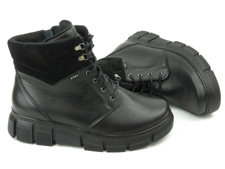 Skórzane trzewiki damskie - AXEL 4482, czarne