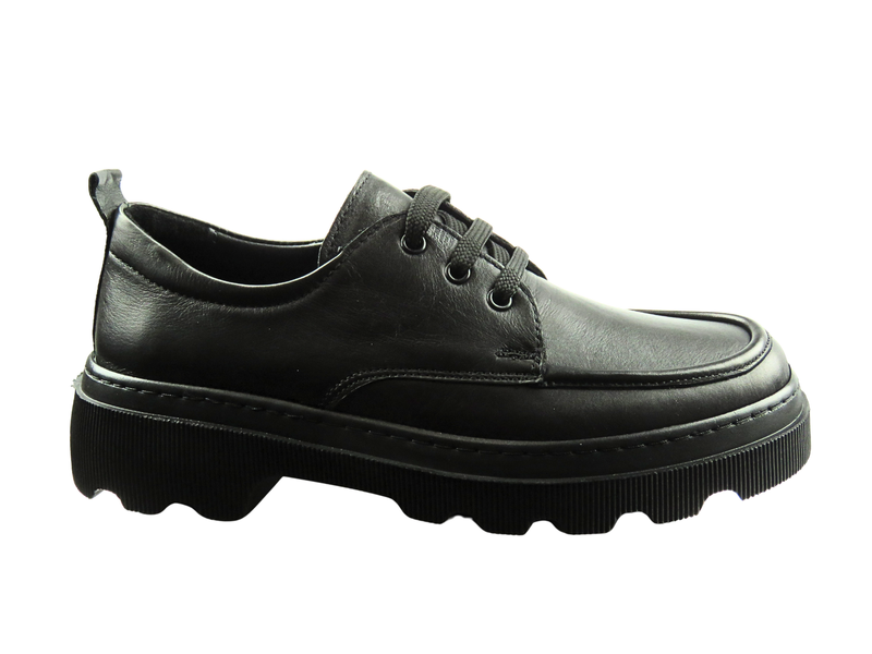 Skórzane półbuty damskie Nika Komfort H-7465, czarne