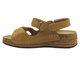 Skórzane sandały damskie na rzepy - Helios 138, jasnobrązowe