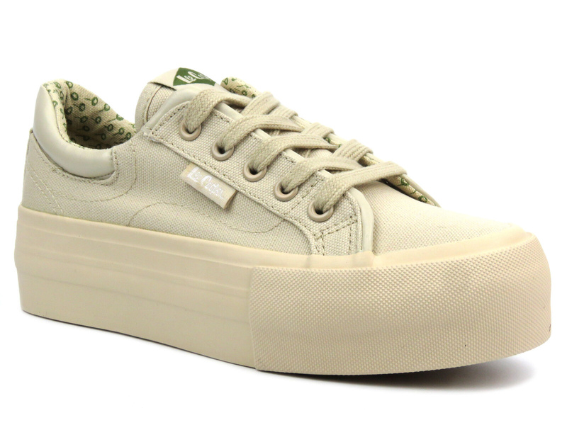 Trampki damskie na platformie - Lee Cooper LCW-24-31-2181, beżowe