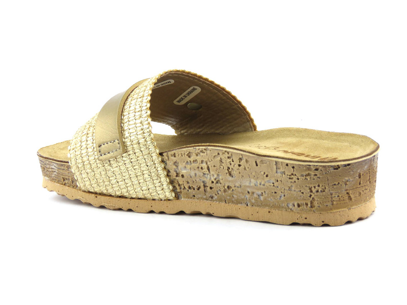 Klapki damskie ze skórzaną wkładką - INBLU NM-25, platynowe