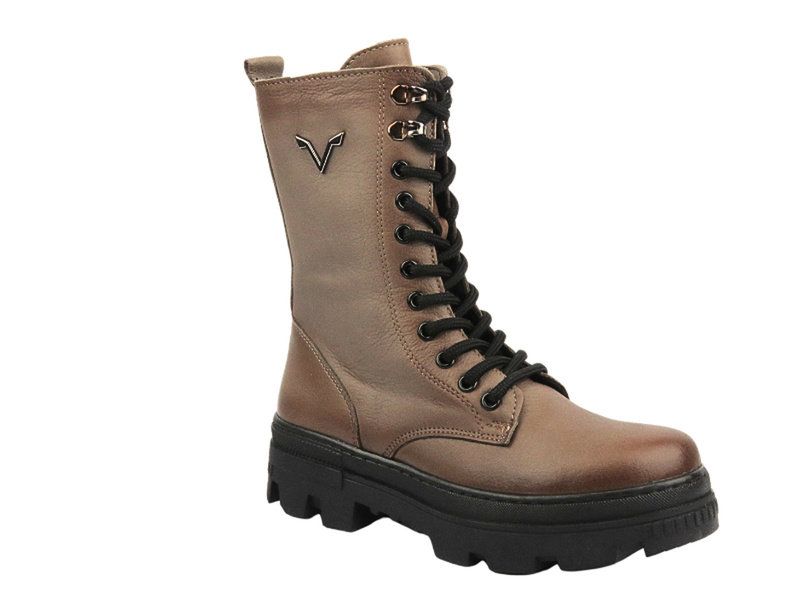 Trapery damskie wysokie - VACARRO 493, beżowe